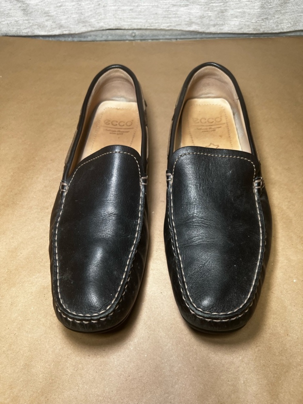 ECCO Men’s Black Leather Driving Loafers Moccasins Slip On Shoes EU 47 US 13 - Picture 8 of 16